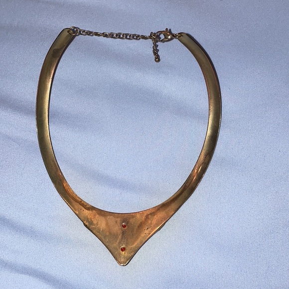 Africa Roman Halloween Egyptian necklace statement brass enamel red gold - Picture 2 of 2